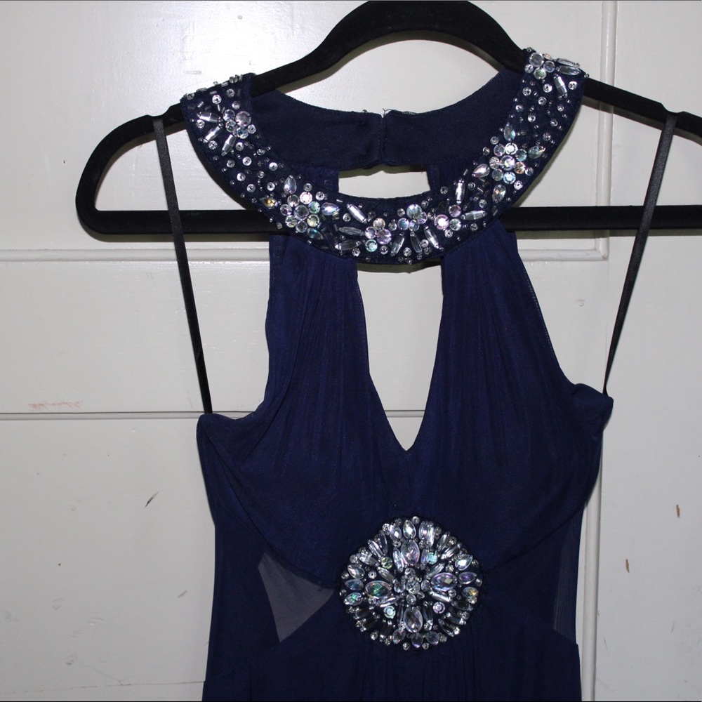 Navy blue backless dress